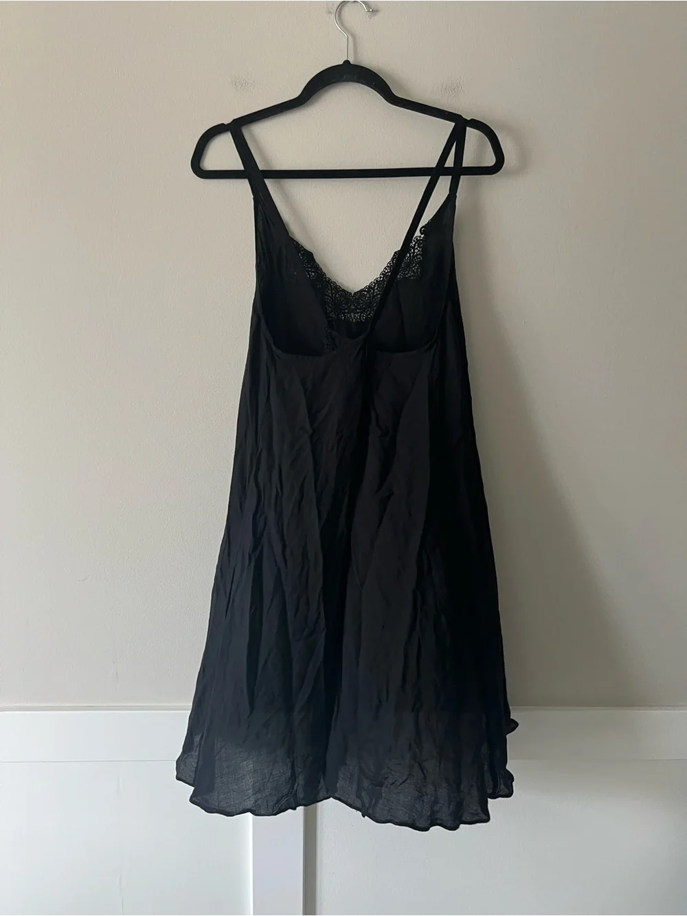 Free People Kendall Trapeze Slip Dress Black Lace NWT Boho Romantic